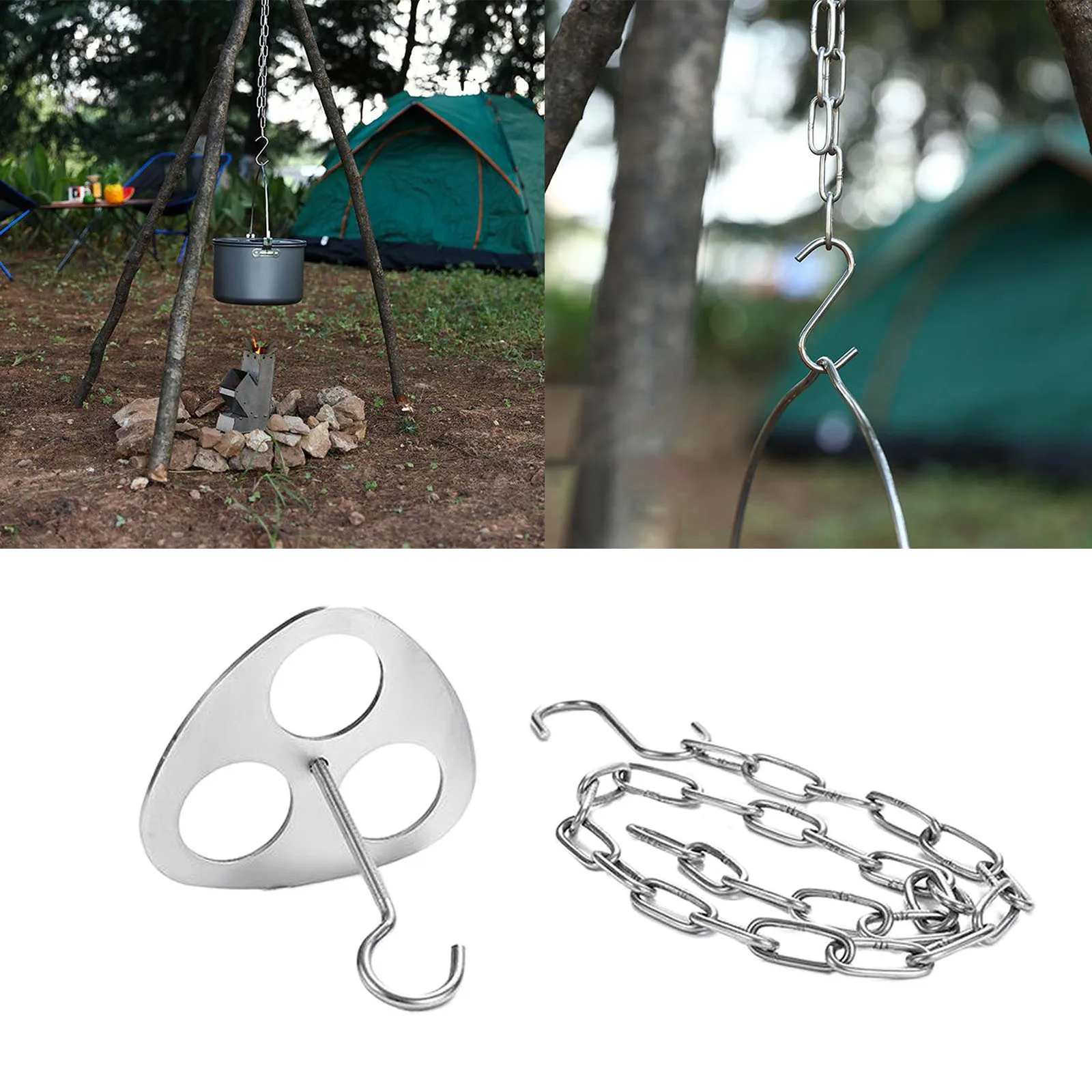 

Pocket Campfire Tripod Chain Bushcraft Cooking Reenactment Camping Tent