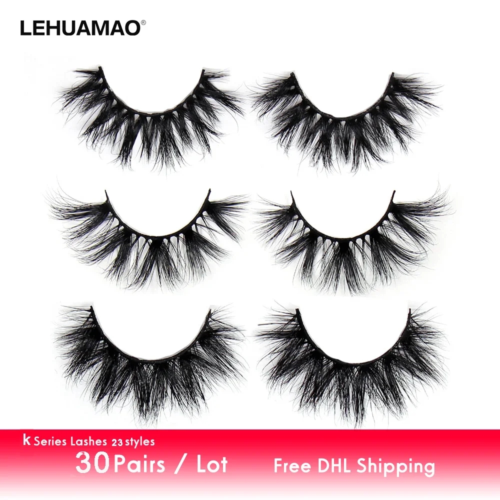 LEHUAMAO 30 Pairs/Free DHL Shipping Lashe 5D Mink Eyelashes Fluffy Natural Long Lashes Cruelty Free False Eyelash Makeup