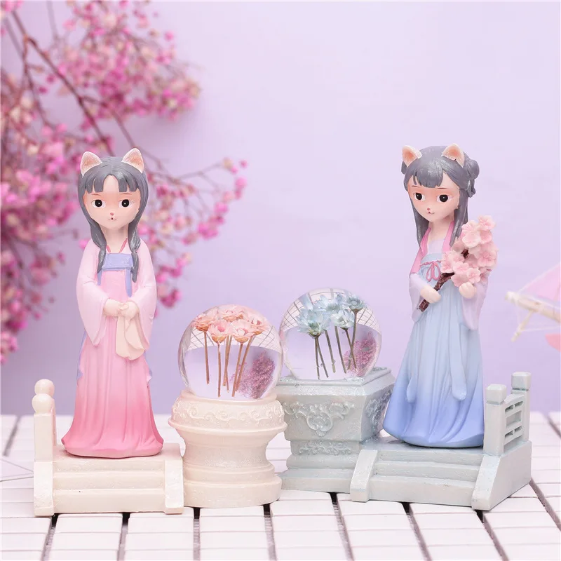 

Фея Kawaii Cat Фигурка Девушки украшения Изделия из смолы глухая коробка на День святого Валентина Свадебная вечеринка декора подарки для девоч...