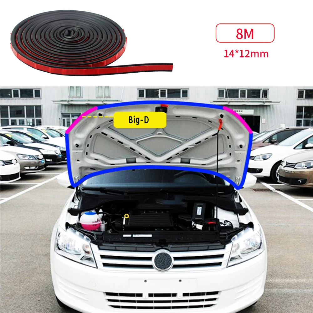

4m 8m Big D Shape Car Hood Door Seal Strip Anti-Dust Soundproofing Waterproof Weatherstrip Car Door Rubber Ssealing Strip