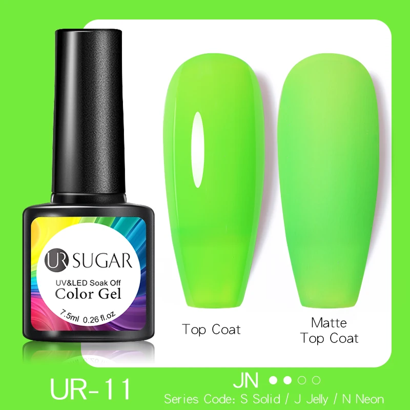 Неоновый флуоресцентный зеленый желтый Гель-лак для ногтей UR SUGAR 7 5 мл оранжевый