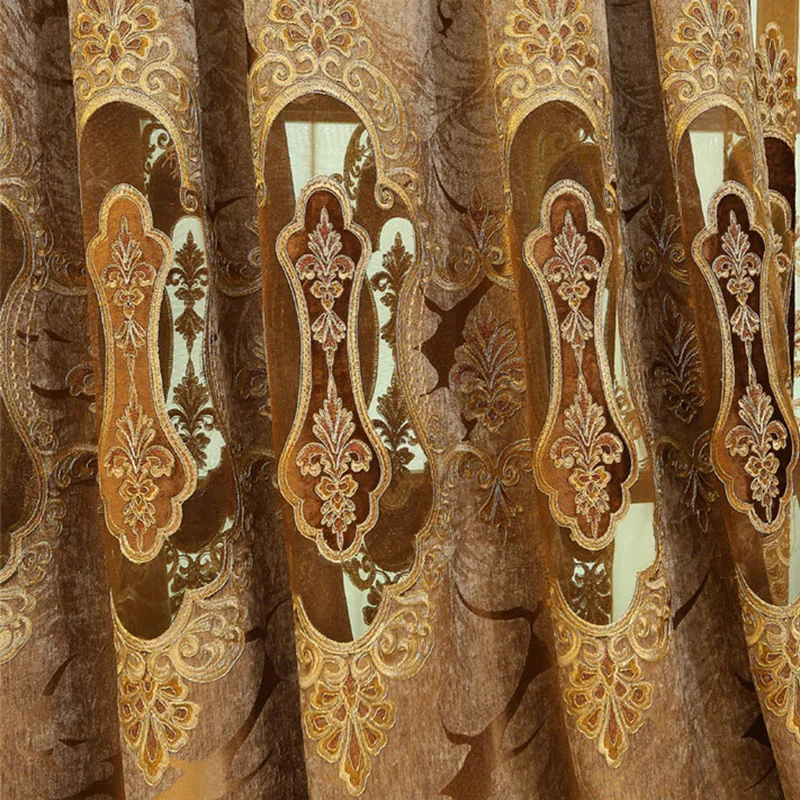 Европейские роскошные бархатные занавески с вышивкой тяжелые тканевые оконные
