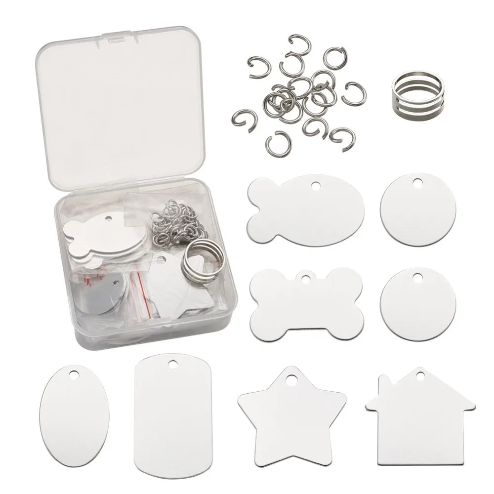 1 коробка смешанные формы штамповка пустая бирка алюминиевые подвески для