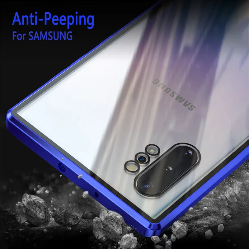 Магнитный металлический чехол из закаленного стекла для SAMSUNG GALAXY S20 Ultra S10 9 8 Plus NOTE