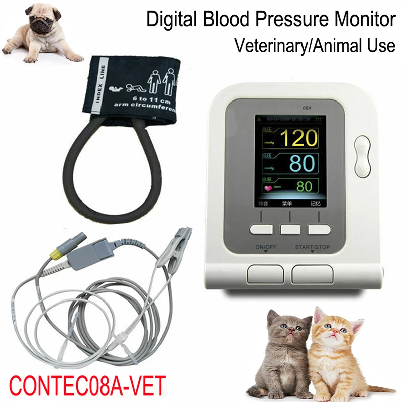 

Hot CONTEC08A Vet Veterinary Animal Use Digital Blood Pressure Monitor With SpO2 Probe And 6-11CM Cuff Software For Animal