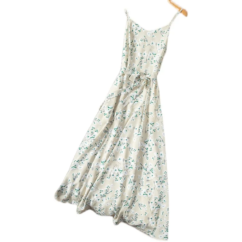 

French noble and western style mid-length halter skirt temperament professional slimming sling belt dress women