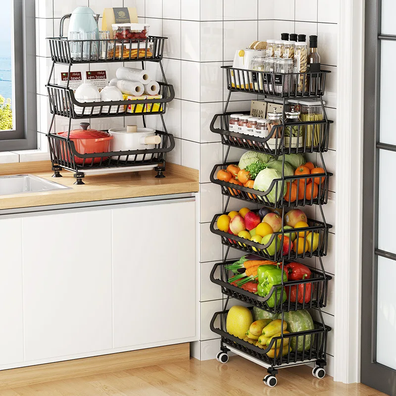 kitchen storage basket cabinet multi functional stand 6 tier storage shelf organizer for fruit vegetables and household items free global shipping