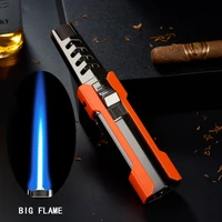 new butane gas windproof cigar lighter torch jet metal cigarette lighter spray gun blue straight flame powerful accessories