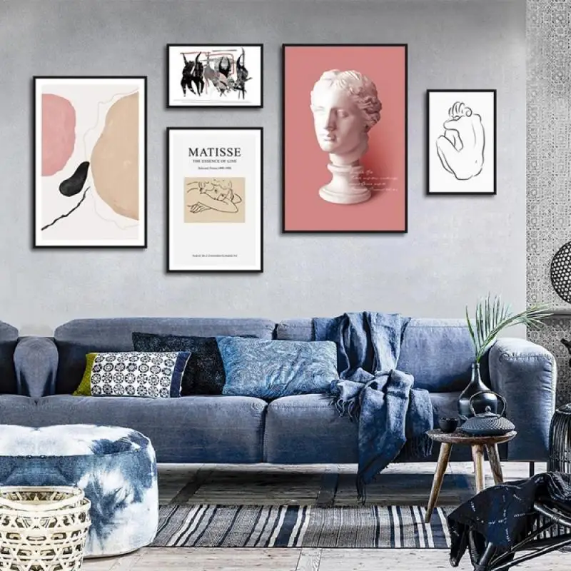 Абстрактная Геометрическая графическая фигурка скандинавиа холст живопись