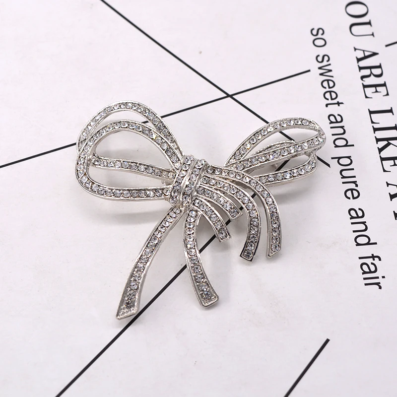 Baroque Metal Vintage Fashion Full Rhinestones Bowknot Brooches Pins Jewelry For Women Christmas Gifts Broches Clips | Украшения и