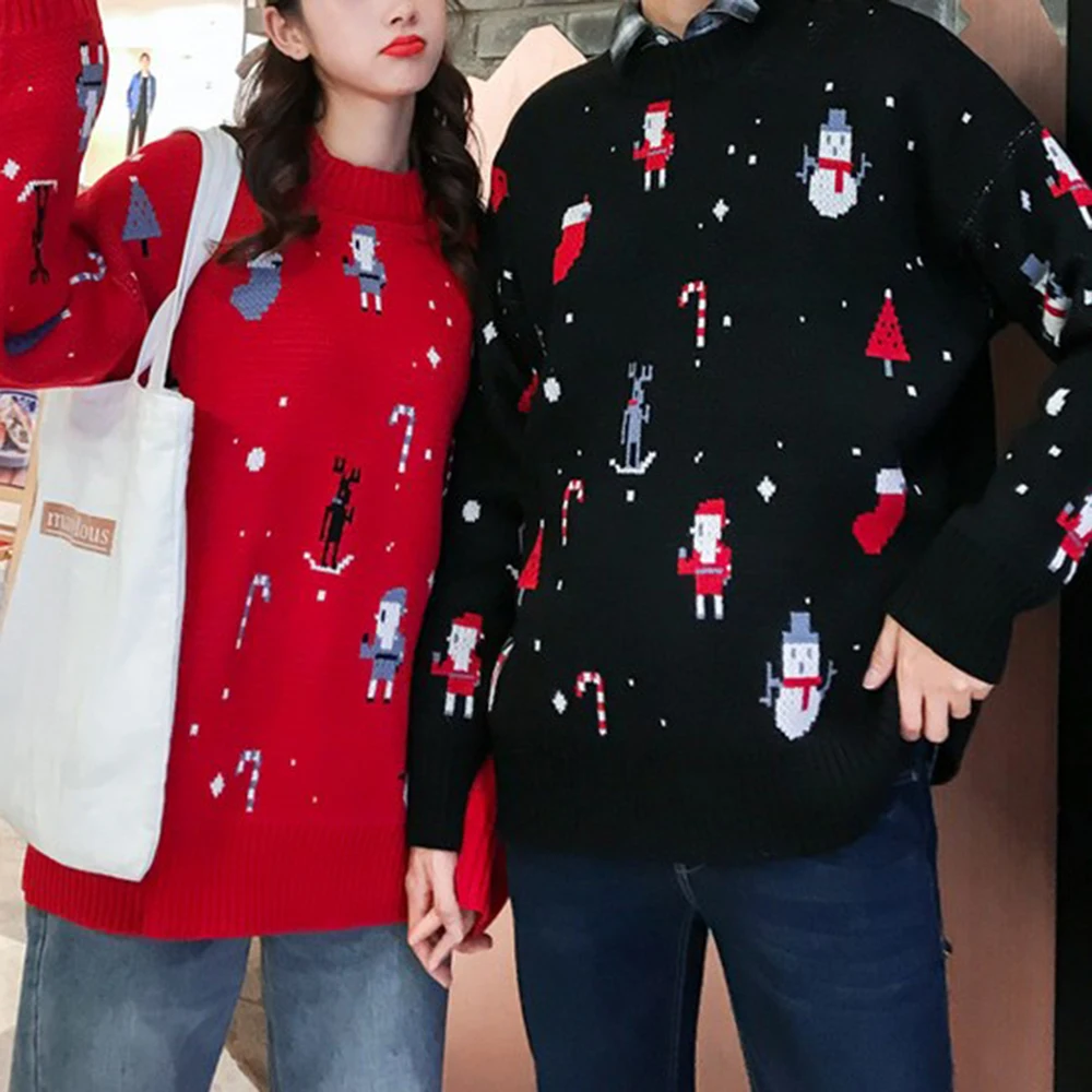 Женский вязаный Рождественский толстый свитер со снеговиком осенне-зимний