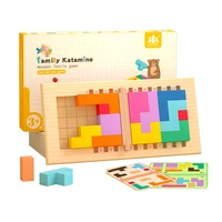 wooden tetris block 40 double sided challenge cards 2 person game children brain training intellectual problem solving kids toys