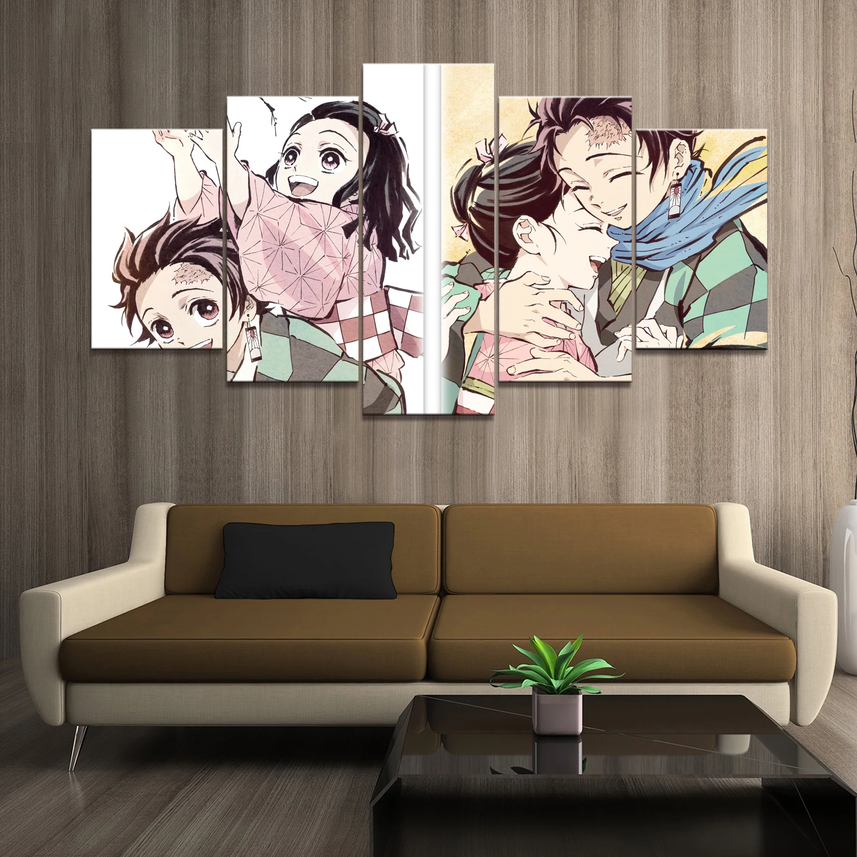 5 шт. HD аниме мальчик и девочка Настенная картина рассекающий демонов киметсу No