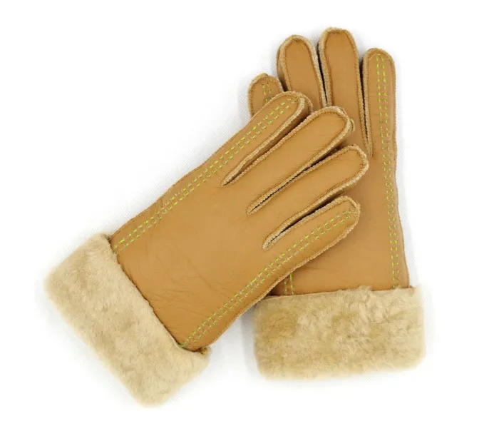 Зимние теплые женские шерстяные перчатки из натуральной овчины большие размеры