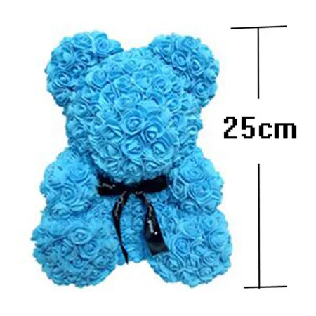 blue-No box 25 см большой красный медвежонок Teddi Искусственный цветок розы свадебное украшение Рождественские подарки для женщин подарок на день Святого Валентина Прямая поставка - Цвет: blue-No box