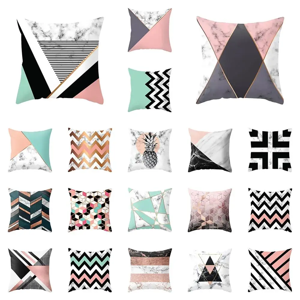 

18" European New Geometric Pillow Case Home Sofa Bed Bedroom Home Office Car Seat Fashion Decor Eco-Friendly Cushion Cover