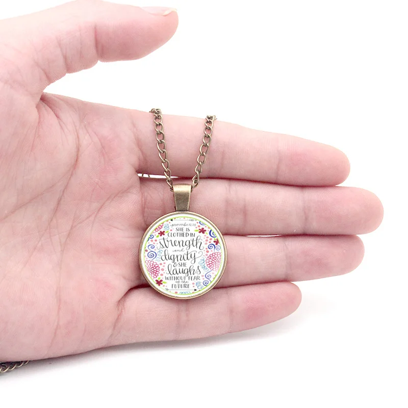 

VintageFashion Old Testament Quote Black Glass Dome Cool Pendant Necklace Men Women Jewelry Accessories Gifts