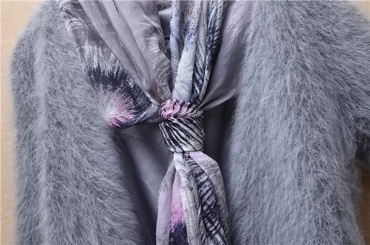 Женский плотный теплый плюшевый кашемировый вязаный шарф из меха норки на осень