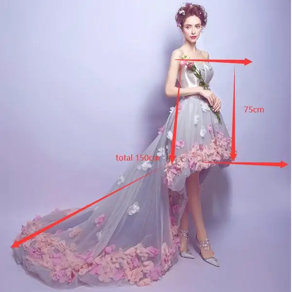 Платья для выпускного вечера с цветами 2020 короткое спереди длинное вечернее