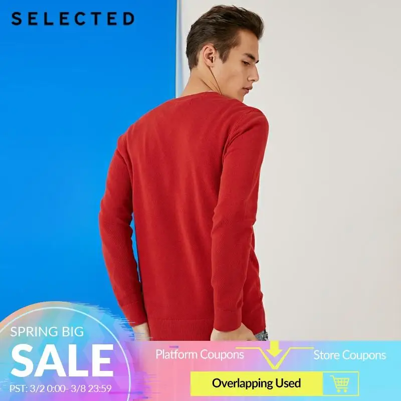 Отборный 100% хлопок Круглый свитер с вырезом Мужской пуловер длинными рукавами