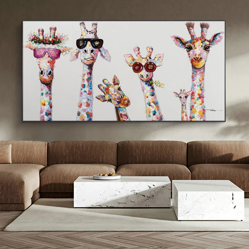 

Nordic Abstract Cute Cartoon Giraffes Posters and Prints Canvas Painting Wall Art Pictures for Children's Room Home Decoration