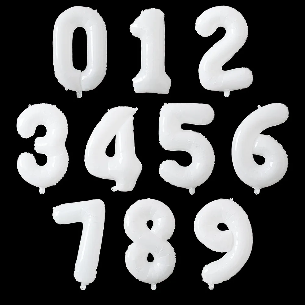 

1 шт., 32-дюймовые фольгированные шары с белыми цифрами 0-9