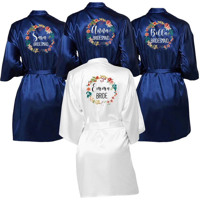 Свадебный Атласный халат индивидуализированная атласная пижама с именем на
