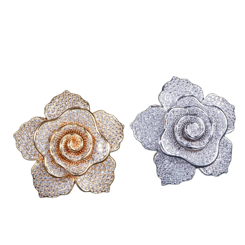 

Full Set Zircon Rose Anti Allergy Ring Fashion Exaggerates European and American Celebrities Temperament Women's Fashion