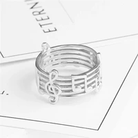 fine design women rings fashion art music note staff hollow alloy charms finger rings unisex birthday gift accessories