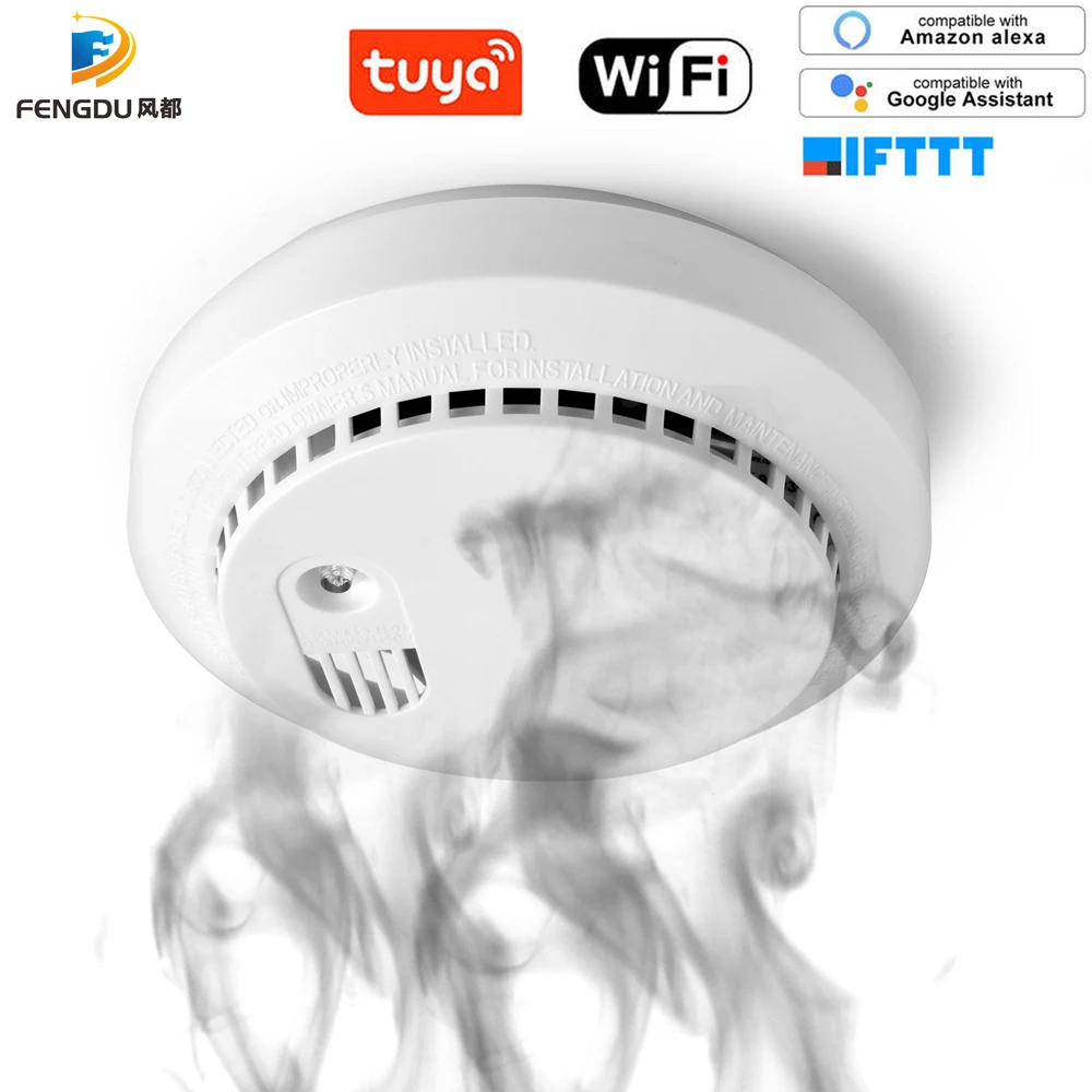 Детектор угарного газа с Wi Fi датчик дыма для умного дома работает приложением Alexa