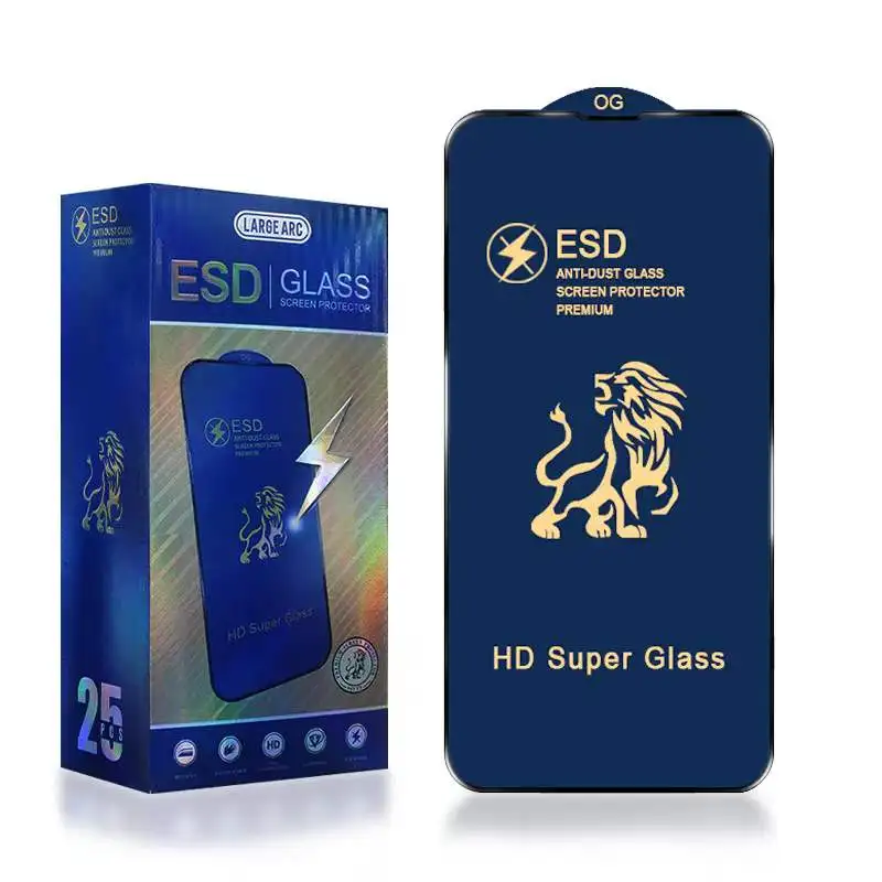 10pcs ESD Tempered Glass 9H Full Cover Anti Dust Screen Protector Film For iPhone 13 Pro Max 12 Mini 11 XS XR X 8 7 6 Plus