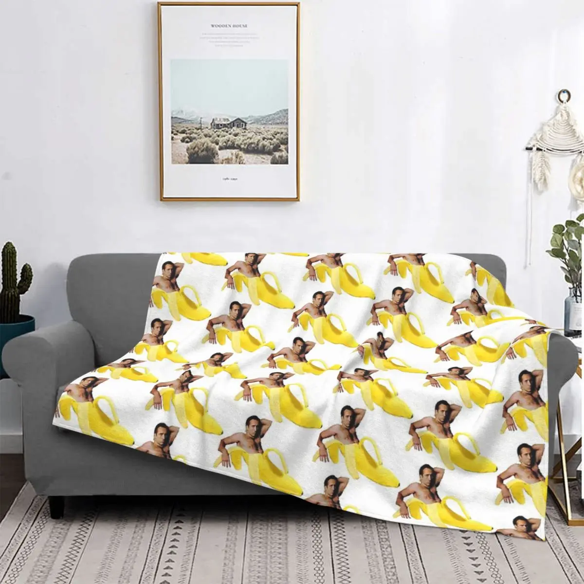 

Manta de felpa para niños y bebés, cobertor amarillo brillante con diseño de jaula de plátano, con cámara, A cuadros