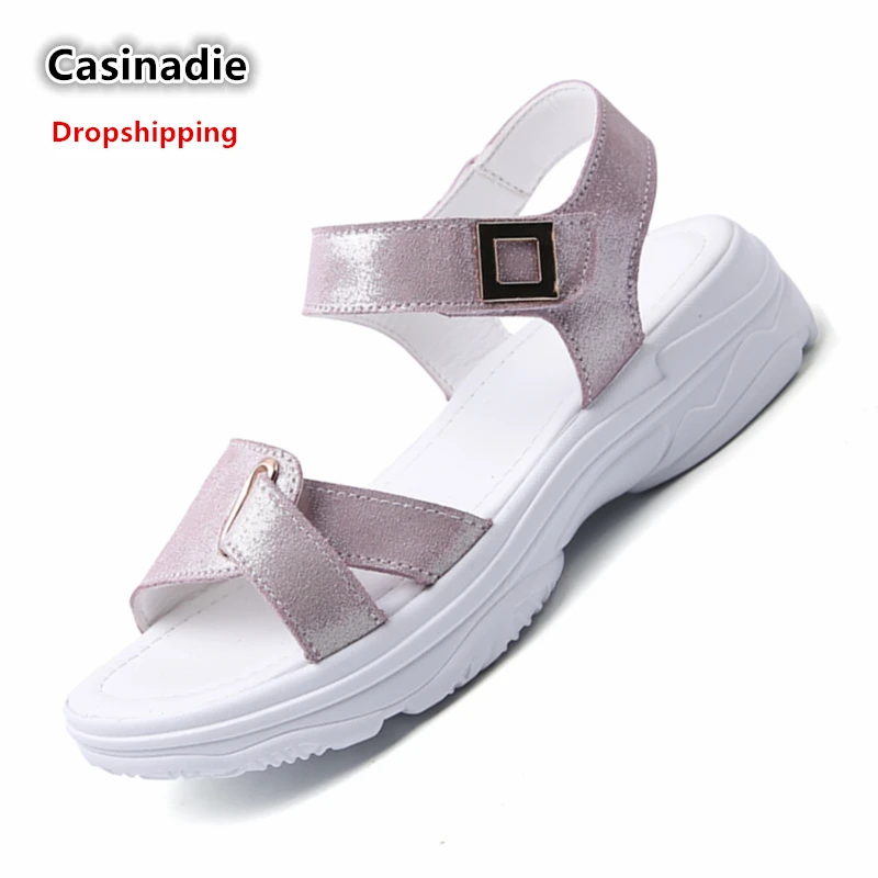 Сандалии женские на плоской подошве Повседневные Дышащие пляжные босоножки