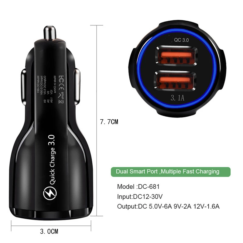 4.8A Dual USB Car Charger Fast Phone Charge for iPhone 12 11 Pro Max 8 Plus iPad Huawei Samsung Xiaomi LG Quick Charge QC 3.0 images - 6