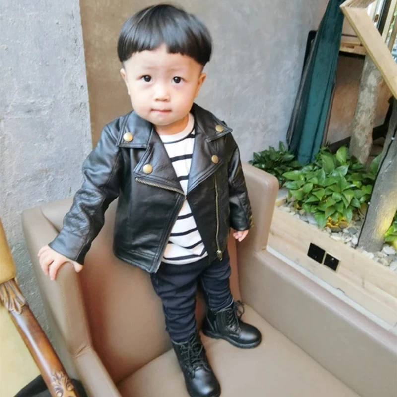 2019 New Baby Boys Girls Pu Jackets Toddler Boy Cool Jacket For Girl 18M-5T Kids Coats Windbreaker Clothing Children's Outerwear | Детская