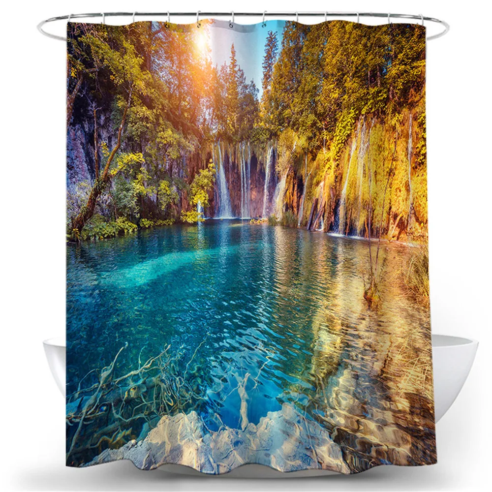 Зеленая занавеска для душа летнее лесное дерево украшение ванной комнаты