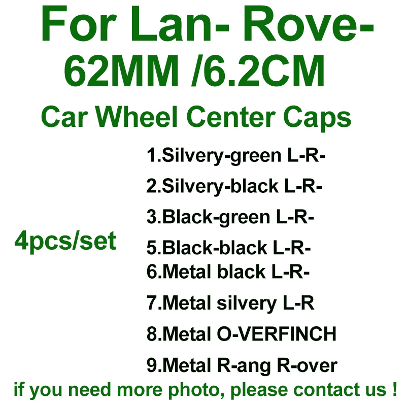 

4pcs/set of 62MM Car emblem rims Wheel hub center logo badge For Range Discovery Freelander Evoque Auto Covers label