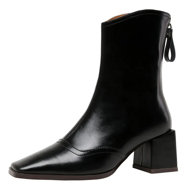 

Модные эластичные ботинки, женские ботильоны на высоком каблуке, женские ботинки, повседневная обувь на молнии для офиса и вечеринки, Осень-...