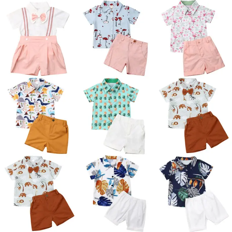 Детская одежда для новорожденных футболка маленьких мальчиков топы + короткие