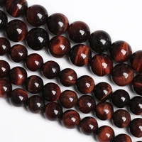 a natural red tiger eye beads round loose spacers stone beads for jewelry making diy bracelets accessories 4 6 8 10 12 14mm 15