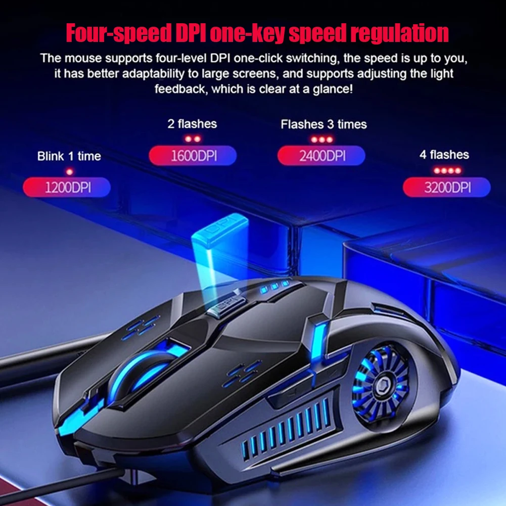 Игровая компьютерная мышь 6D 3200DPI Esports регулируемая Проводная игровая с