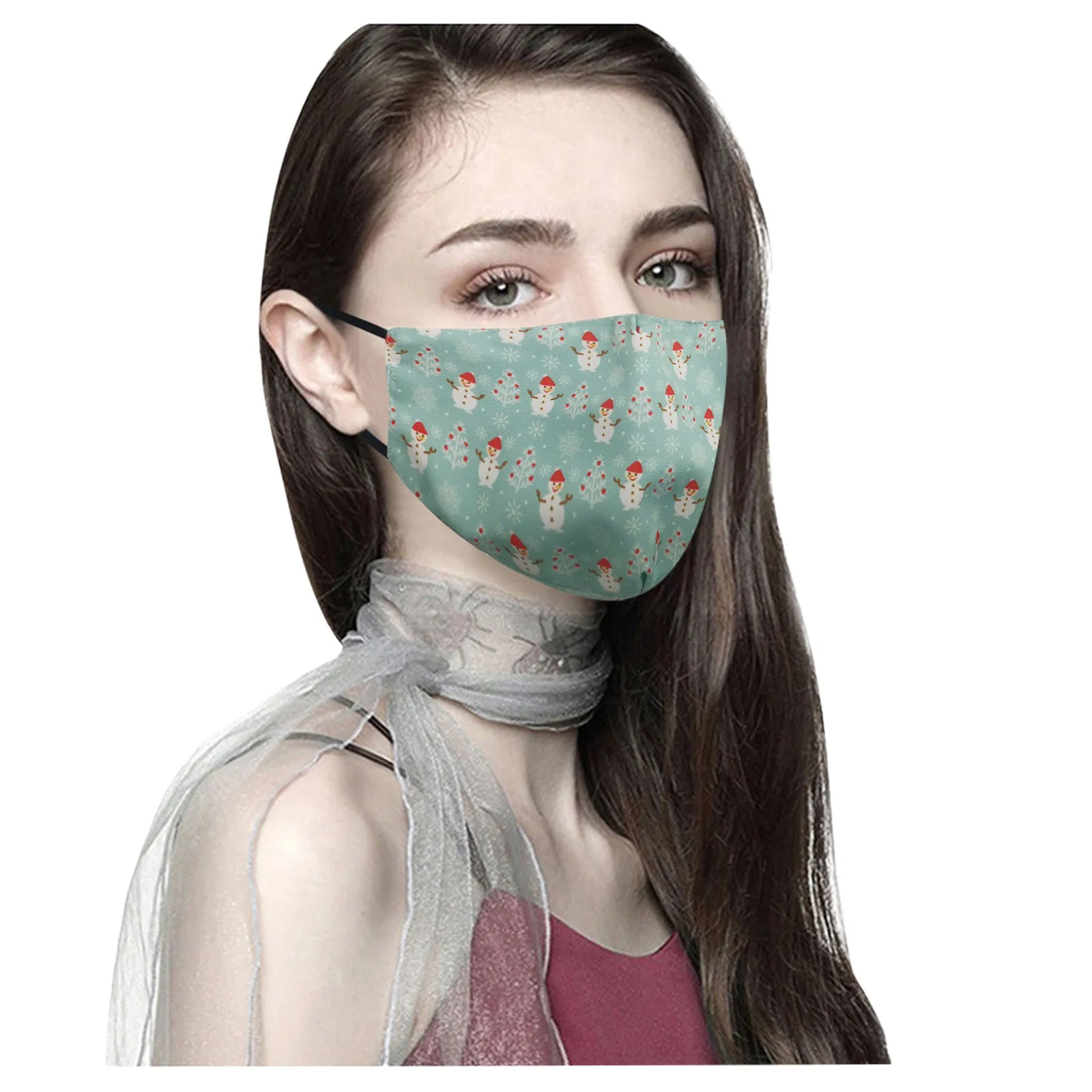 

Christmas Masks Adult Protective Face Mask Fashion Festival Printed Mouth-muffle Unisex Outdoor Masque Breathable Mascarillas 27