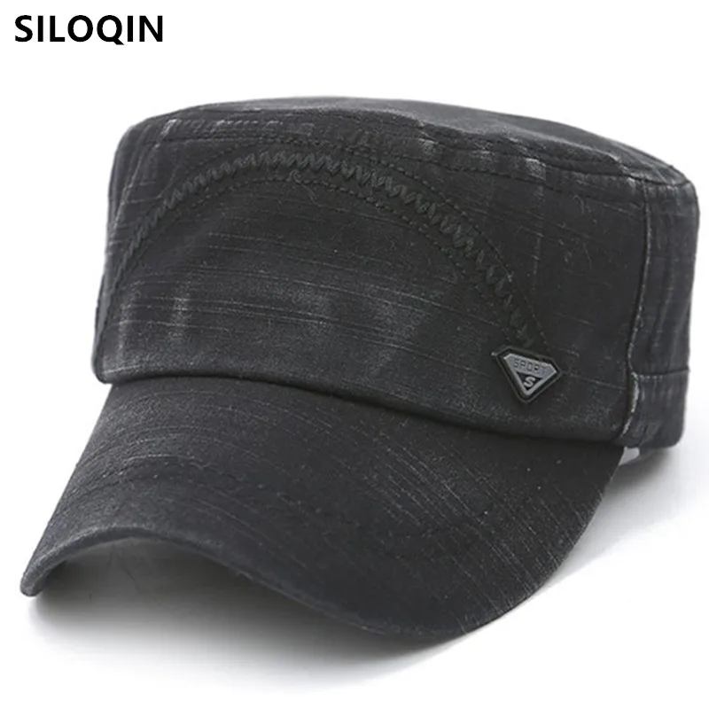 

Autumn Men's Washed Cotton Retro Military Hats Navy Cap Bone Snapback Cap Adjustable Size Men Flat Caps Personality Sports Cap