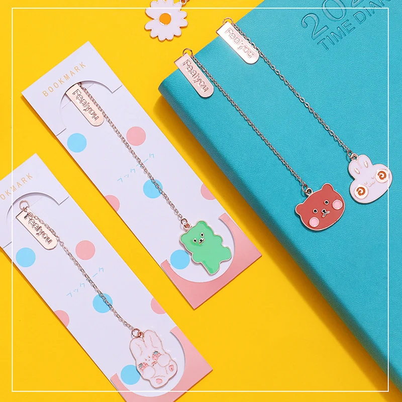 

Cute Small Daisies Rabbit Bear Metal Pendant Bookmark Paper Clip School Supplies