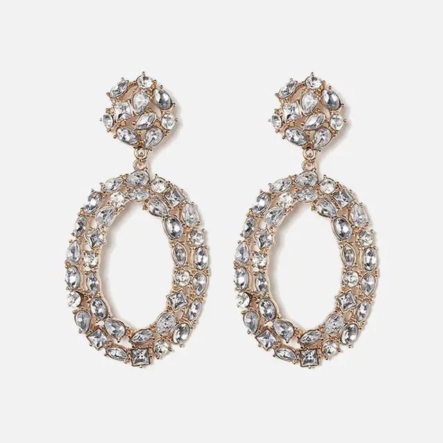 JJFOUCS роскошные стеклянные хрустальные Висячие серьги для женщин модные овальные