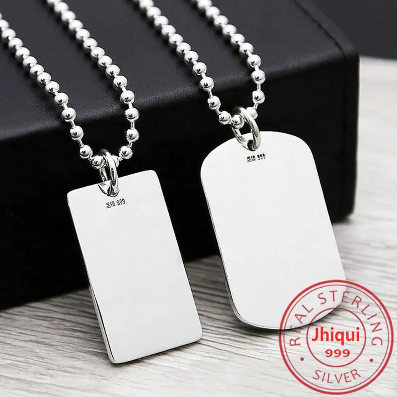 Настоящее серебро 999 DIY ID бирка кулон ожерелье Гравировка слово хорошее