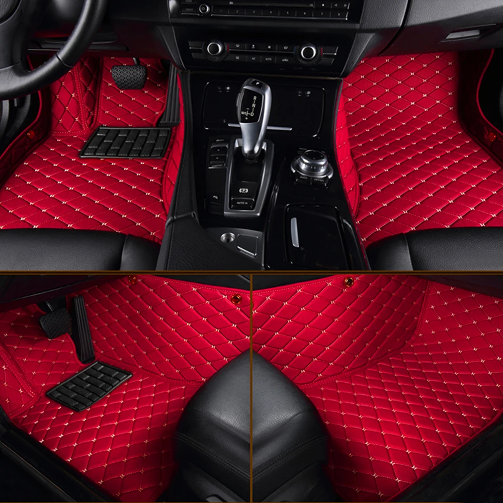 Leather Car Floor Mats For Jeep Wrangler Sahara 2004 2005 2006 2007 -2010 Custom Luxury Rugs Auto Interior Accessories 5seat