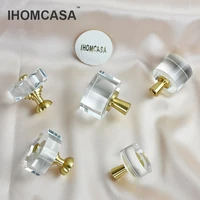 ihomcasa crystal glass furniture handle wardrobe cupboard cabinet knobs gold brass dresser drawer pull vintage kitchen accessory
