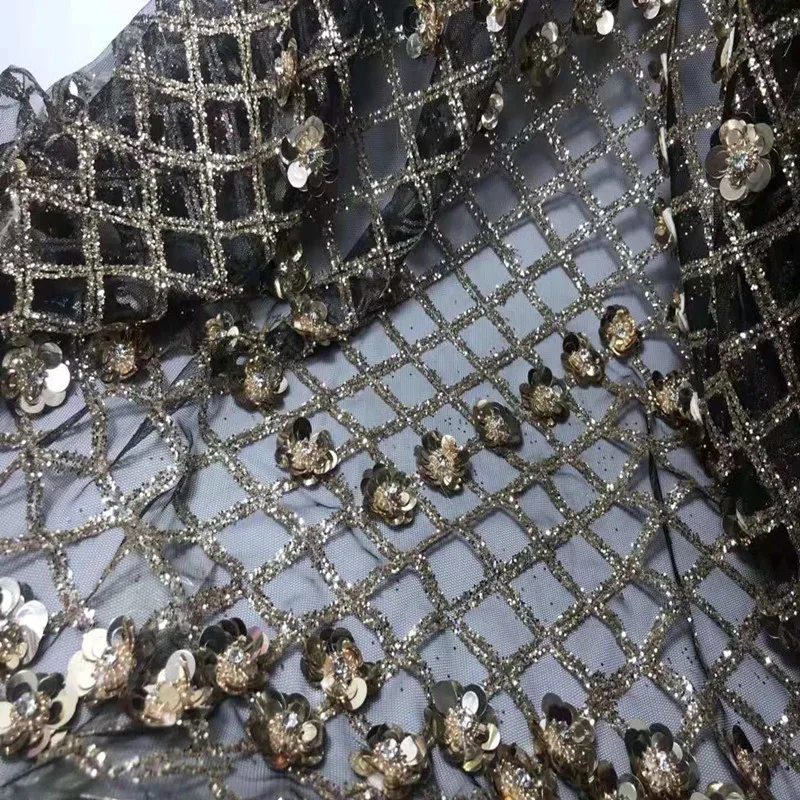Новейший узор вискоза блеск блестки французский Тюль африканская нигерийская
