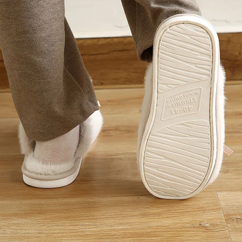 

Posee Rabbit Ears Casual Winter Thick Sole Cotton Slippers Female Household Indoor Couple Non-slip Warmth Home Plush Male PS0111